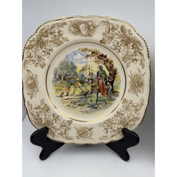 Pair John Maddock & Sons Robin Hood Plates – Antique English Ironstone - Picture 2 of 12